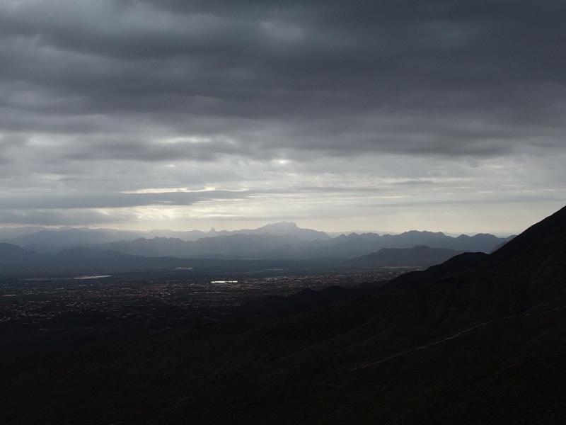 Odd light filtering down on the Superstitions