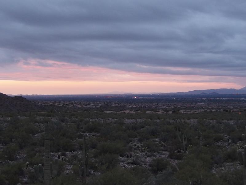 Pink skies in the south betraying a sunrise