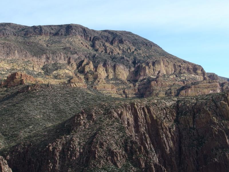 Ever present bulk of Malapais Mountain sitting nearby